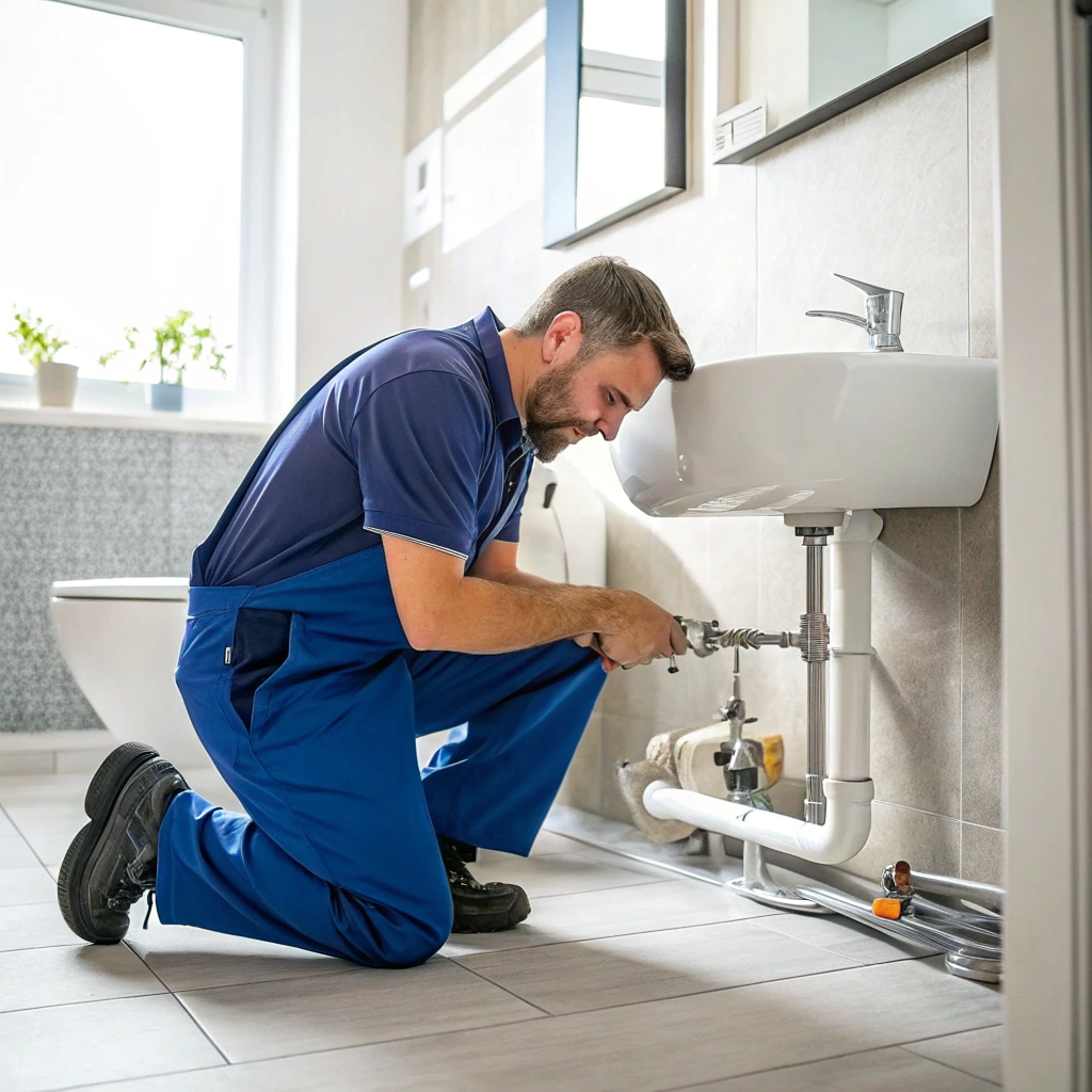 Professional master plumber fixing a pipe in Atlanta