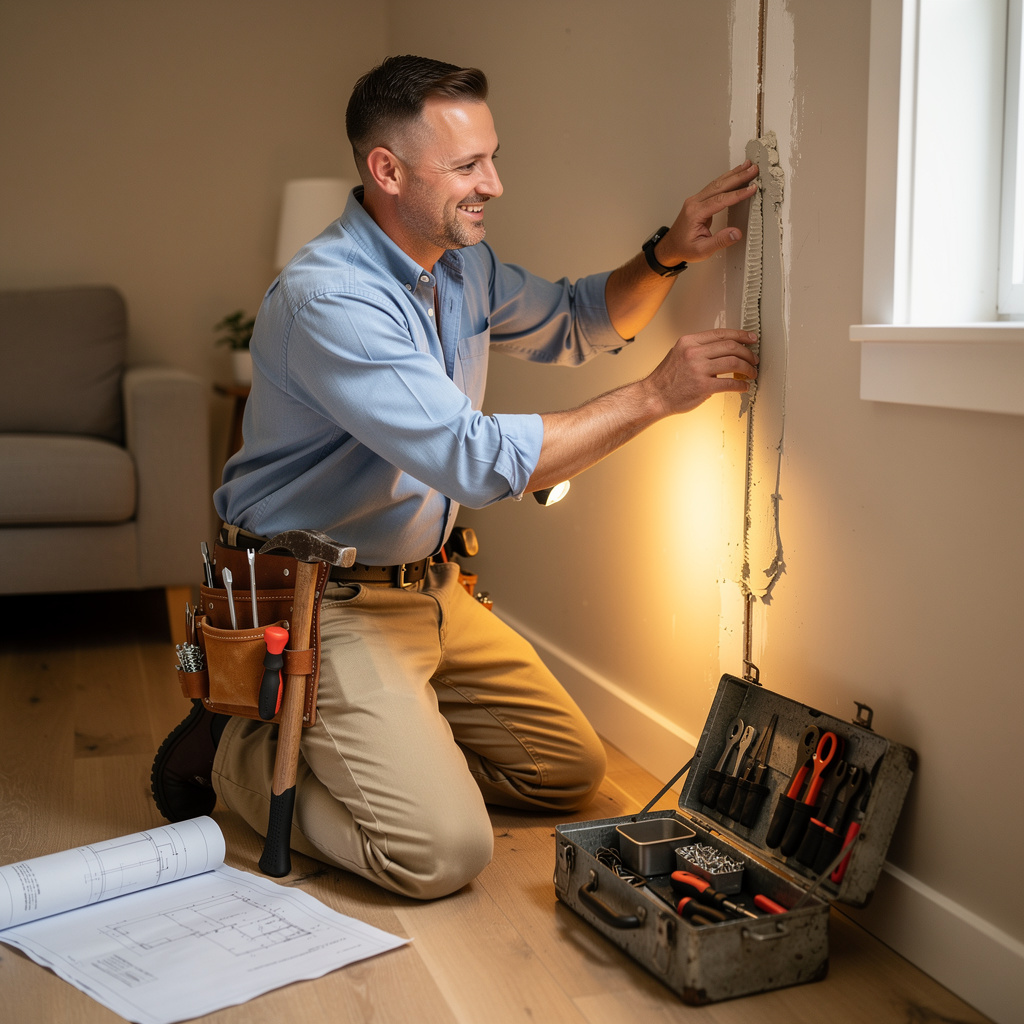 Handyman completing home maintenance tasks