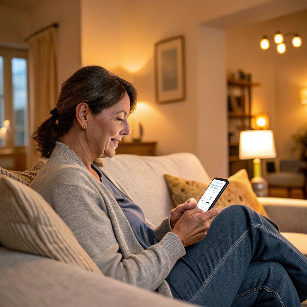 Homeowner checking service status on mobile phone